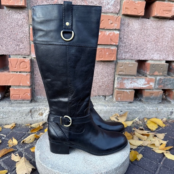 Y2K Classic black knee high leather riding boots - Picture 2 of 14